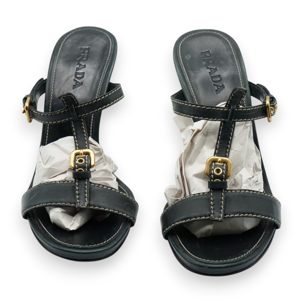 PRADA‎ Women's High Heels Sandal Open Toe Size EUR 36 / US 6 Black  MSRP $950 - Picture 2 of 11
